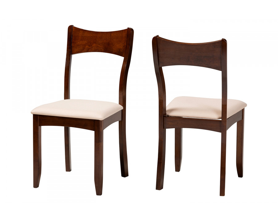 Baxton Adreana Mid-Century Modern 2-Piece Dining Chair Set - Cream