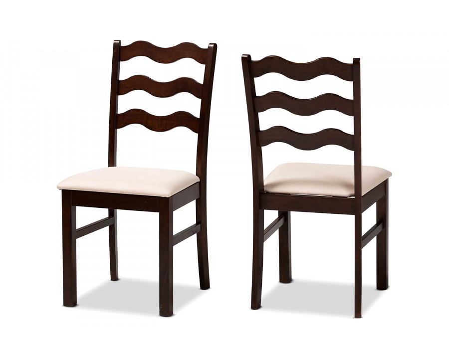 Baxton Amara Mid-Century Modern 2-Piece Dining Chair Set - Cream