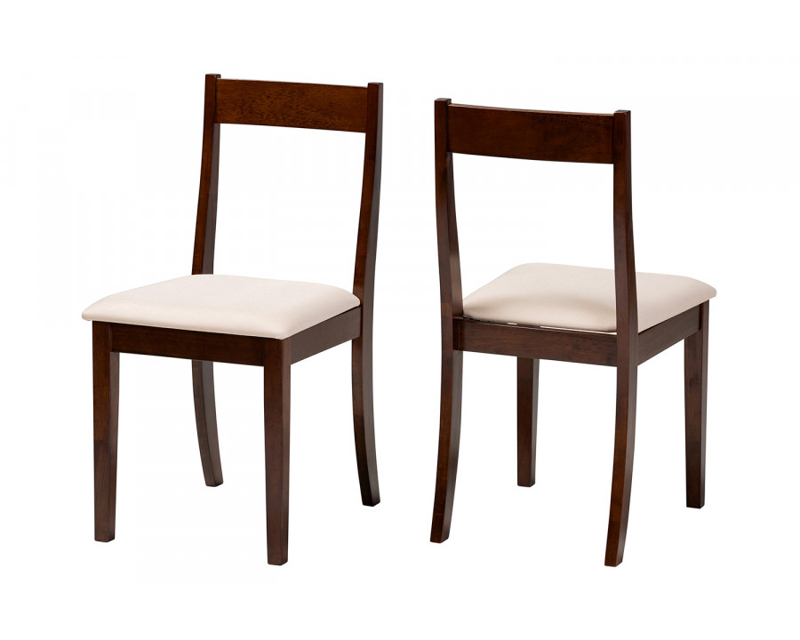 Baxton Carola Mid-Century Modern 2-Piece Dining Chair Set - Cream