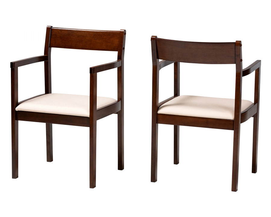 Baxton Helene Mid-Century Modern 2-Piece Dining Chair Set - Cream