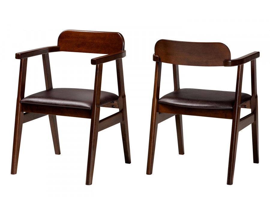 Baxton Cleo Mid-Century Modern 2-Piece Dining Chair Set - Espresso