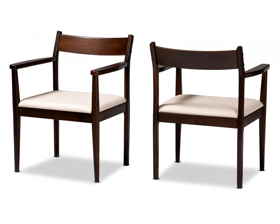 Baxton Coretta Mid-Century Modern 2-Piece Dining Chair Set - Cream