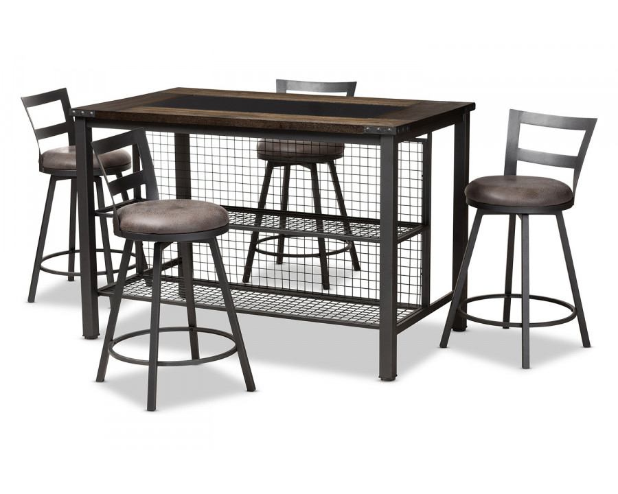 Baxton - Arjean Rustic 5-Piece Pub Set