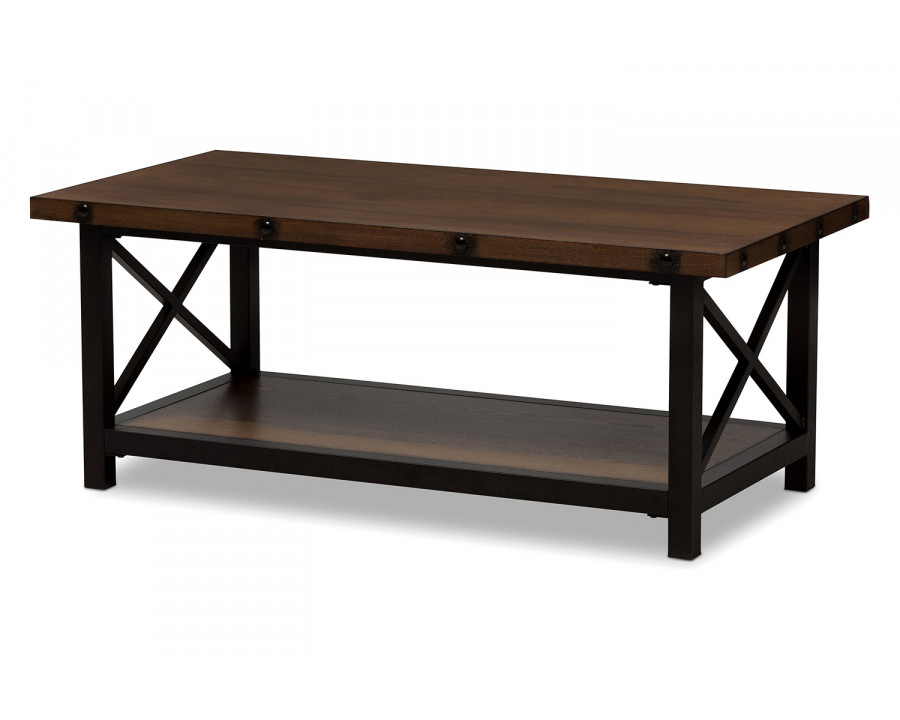 Baxton Herzen Rustic Industrial Style Coffee Table