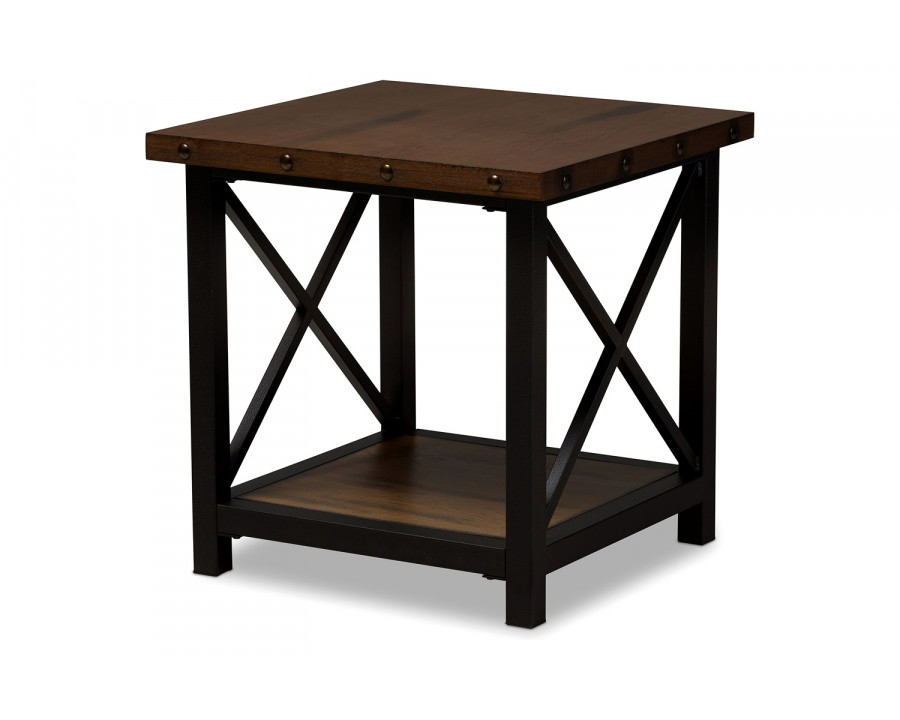 Baxton Herzen Rustic Industrial Style End Table