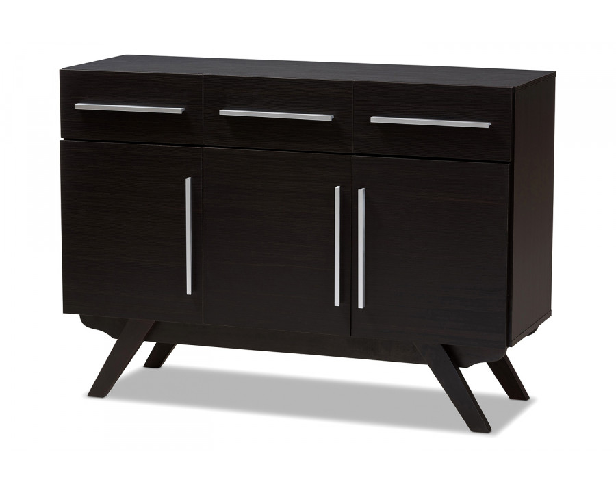 Baxton Ashfield Mid-Century Modern 3-Drawer Sideboard - Espresso Brown