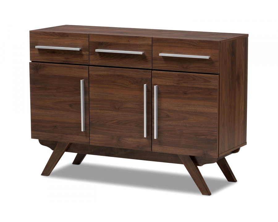 Baxton Ashfield Mid-Century Modern 3-Drawer Sideboard - Walnut Brown