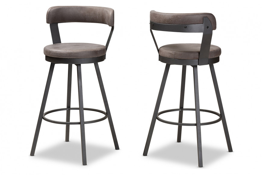 Baxton™ - Arcene 2-Piece Swivel Bar Stool