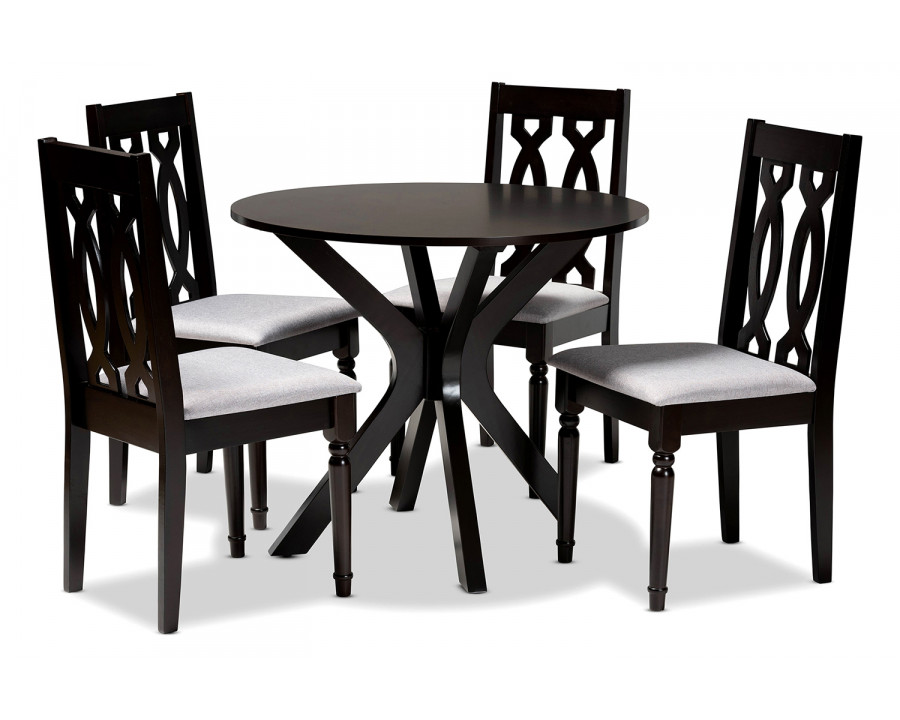 Baxton Callie Modern 5-Piece Dining Set - Gray/Dark Brown