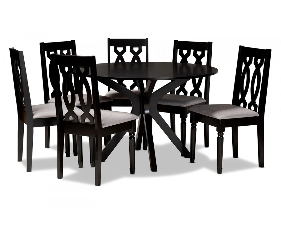 Baxton Callie Modern 7-Piece Dining Set - Gray/Dark Brown