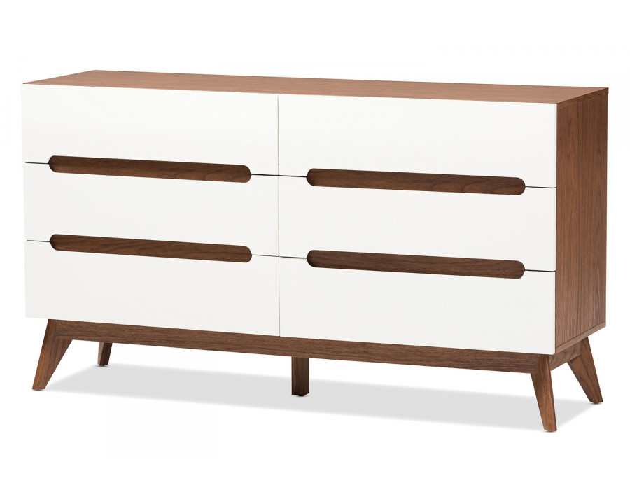 Baxton - Calypso Mid-Century Modern 6-Drawer Storage Dresser