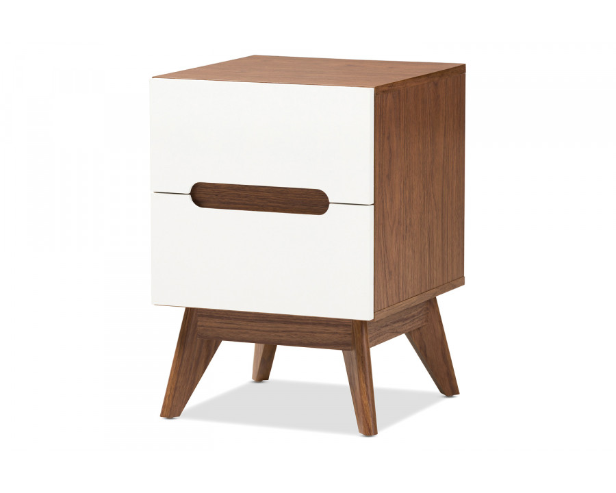 Baxton - Calypso Mid-Century Modern 2-Drawer Storage Nightstand