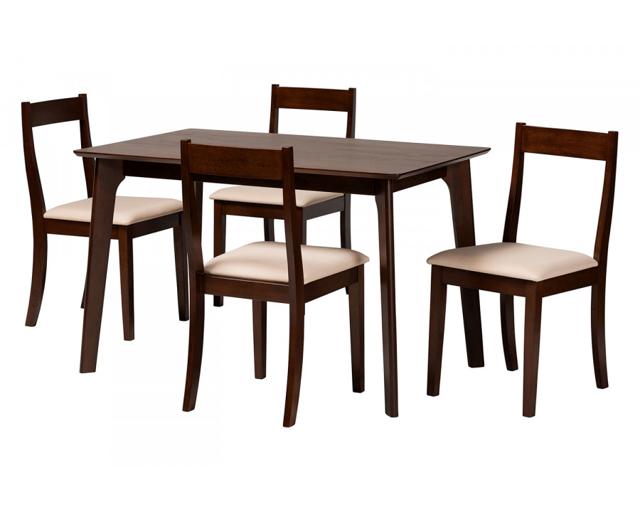 Baxton Carola Mid-Century Modern 5-Piece Dining Set