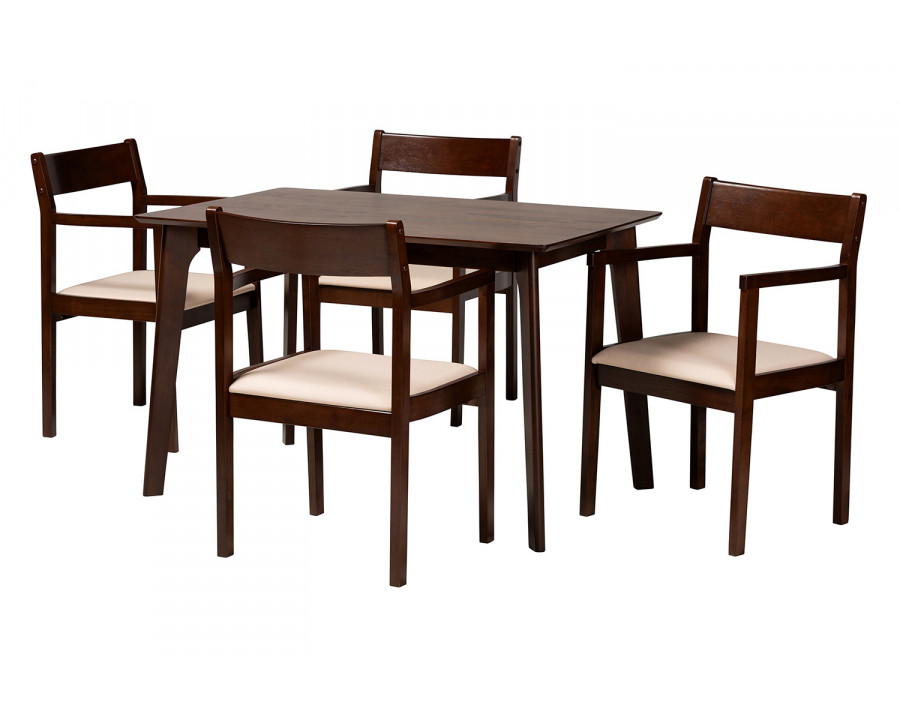 Baxton - Helene Mid-Century Modern 5-Piece Dining Set