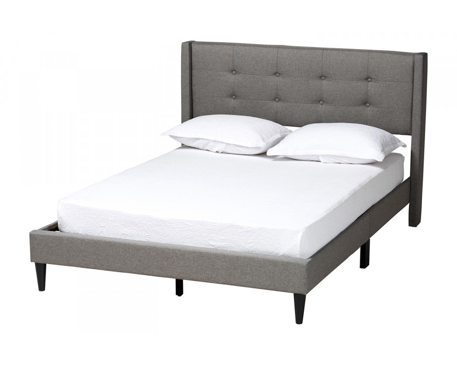 Baxton Casol Mid-Century Modern Queen Size Platform Bed - Gray