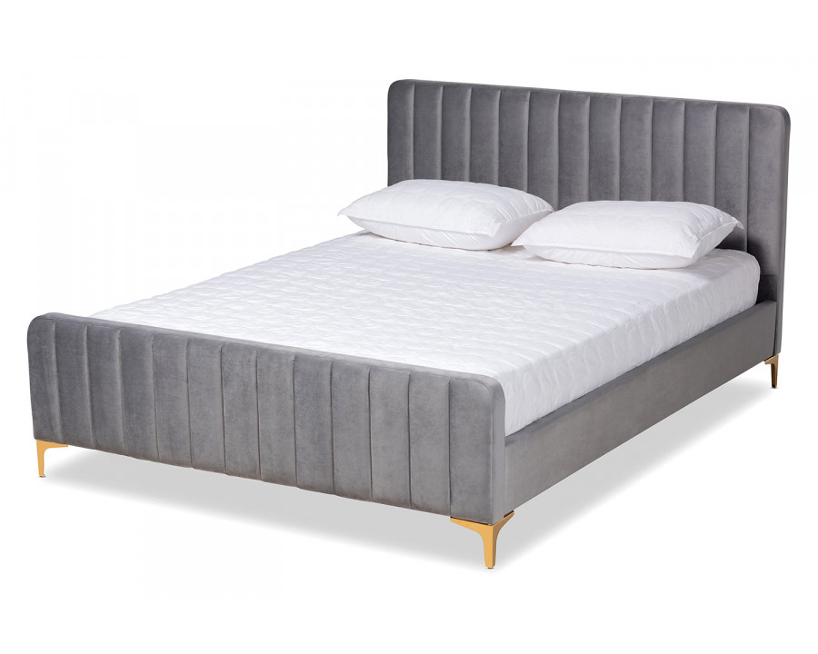 Baxton Nami Modern Full Size Platform Bed - Light Gray