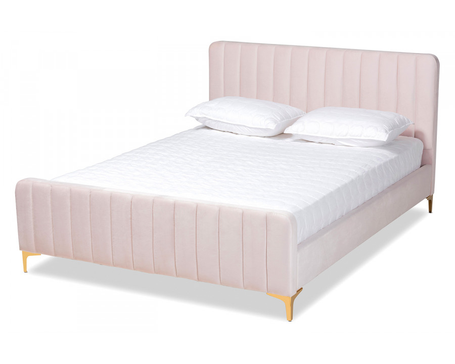 Baxton Nami Modern Full Size Platform Bed - Light Pink