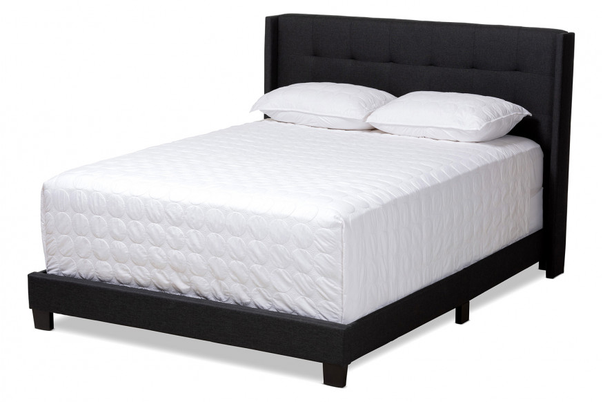 Baxton™ Lisette Modern King Size Bed - Charcoal Gray