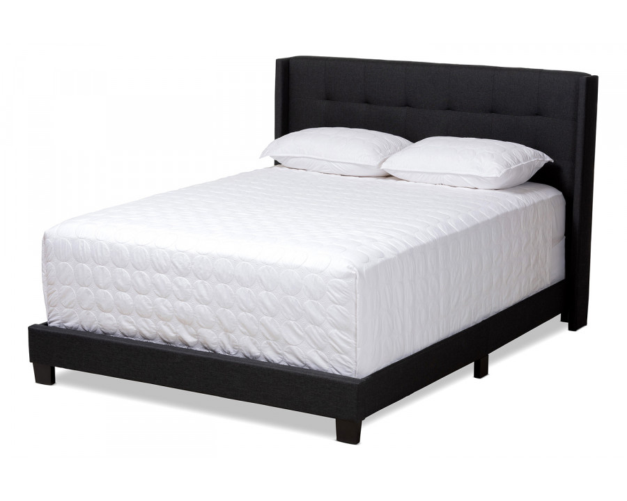 Baxton Lisette Modern King Size Bed - Charcoal Gray