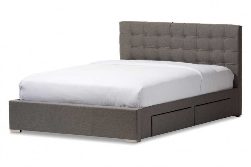 Baxton™ Rene Modern Queen Size 4-drawer Storage Platform Bed - Gray