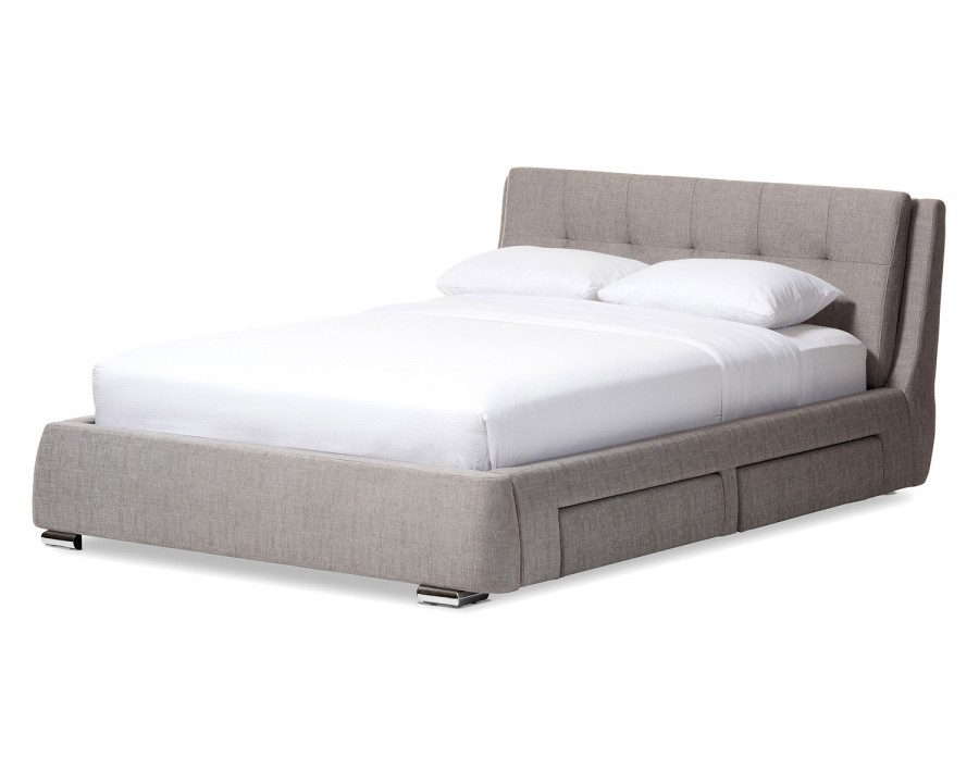 Baxton Camile Modern 4-Drawer Storage Platform Bed - King Size