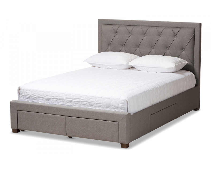 Baxton Aurelie Modern King Size Storage Bed - Light Gray