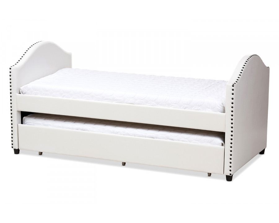 Baxton Alessia Modern Daybed with Guest Trundle Bed - White