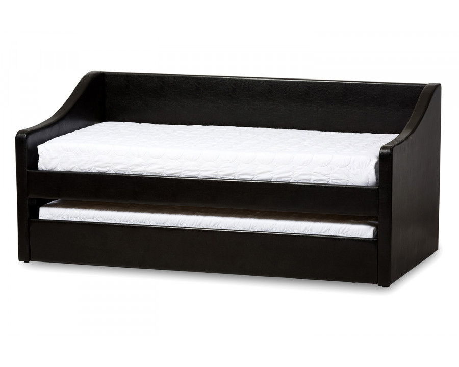 Baxton Barnstorm Modern Daybed with Guest Trundle Bed - Black