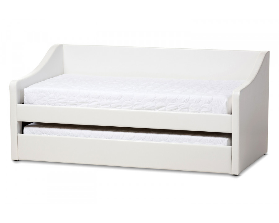 Baxton Barnstorm Modern Daybed with Guest Trundle Bed - White