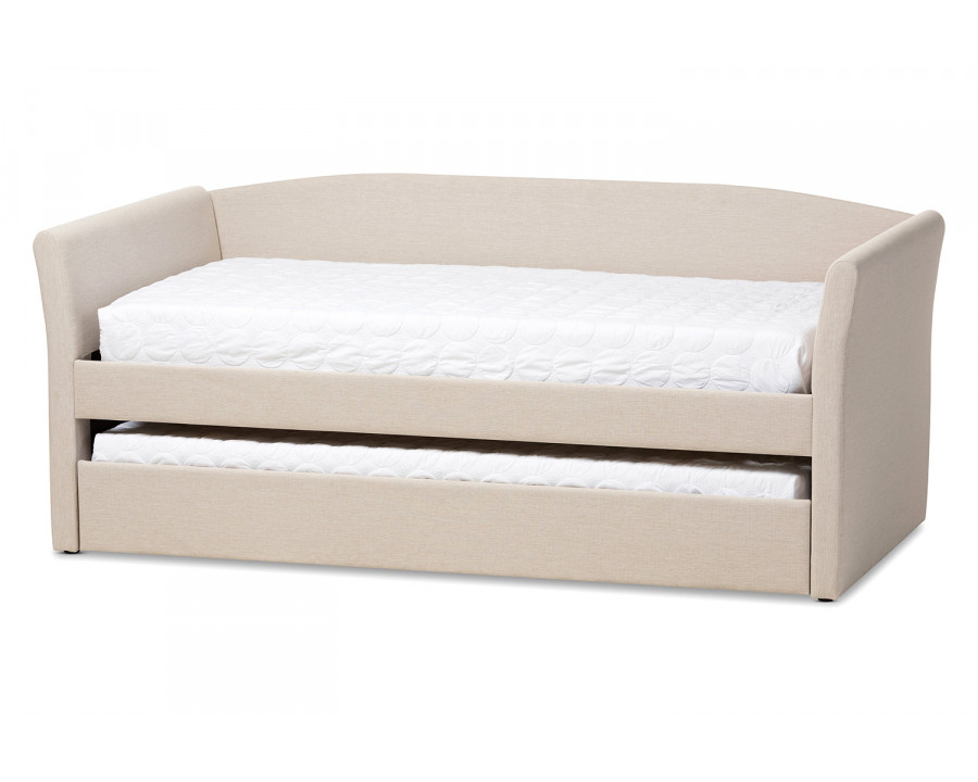 Baxton Camino Modern Daybed with Guest Trundle Bed - Beige