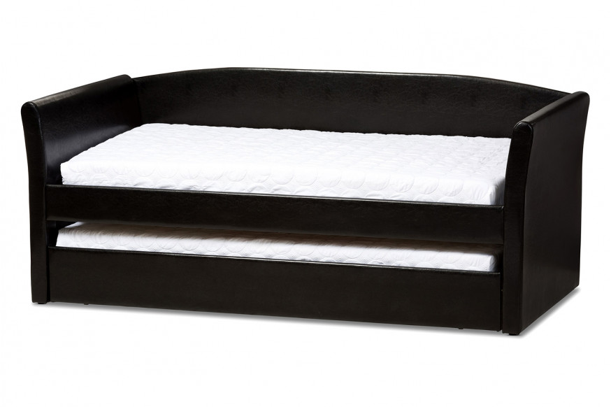 Baxton™ Camino Modern Daybed with Guest Trundle Bed - Black