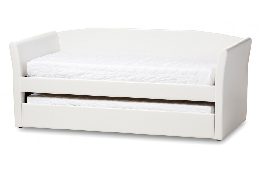 Baxton™ Camino Modern Daybed with Guest Trundle Bed - White