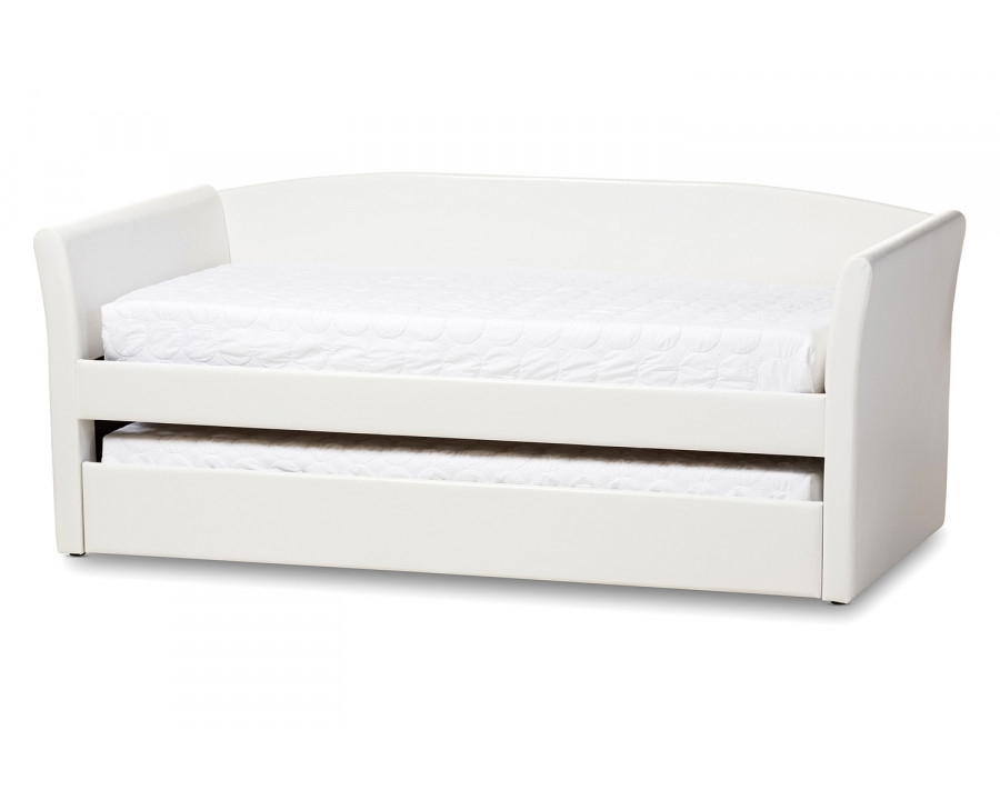 Baxton Camino Modern Daybed with Guest Trundle Bed - White