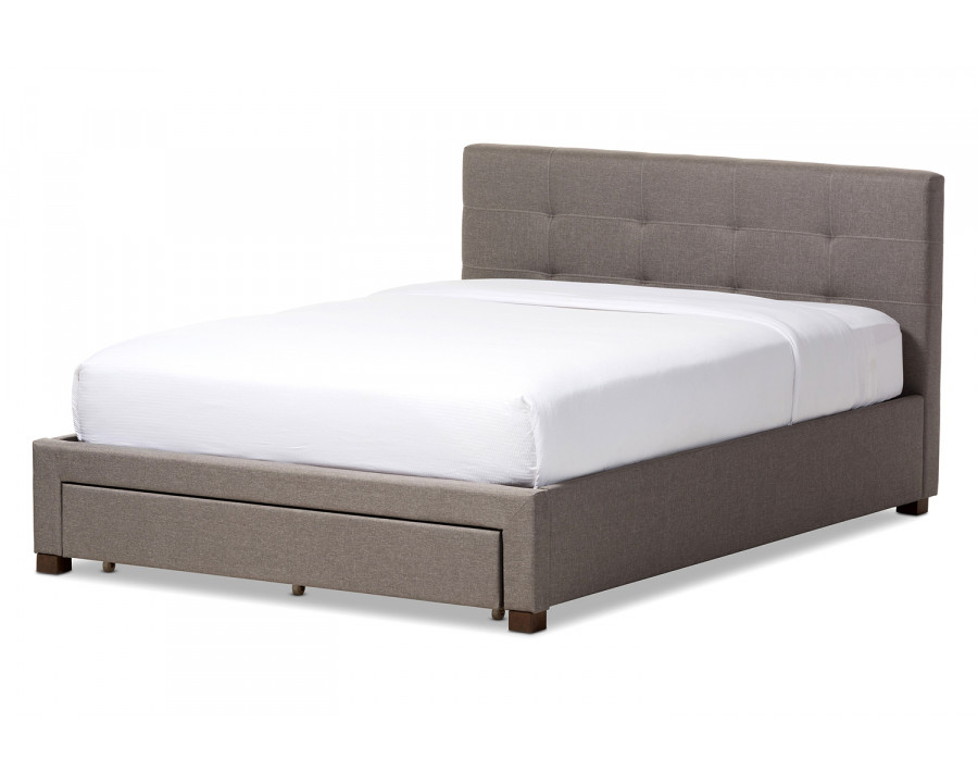 Baxton Brandy Modern Platform Bed with Storage Drawer - King Size