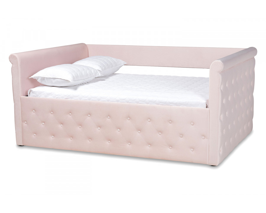 Baxton Amaya Modern Full Size Daybed - Light Pink