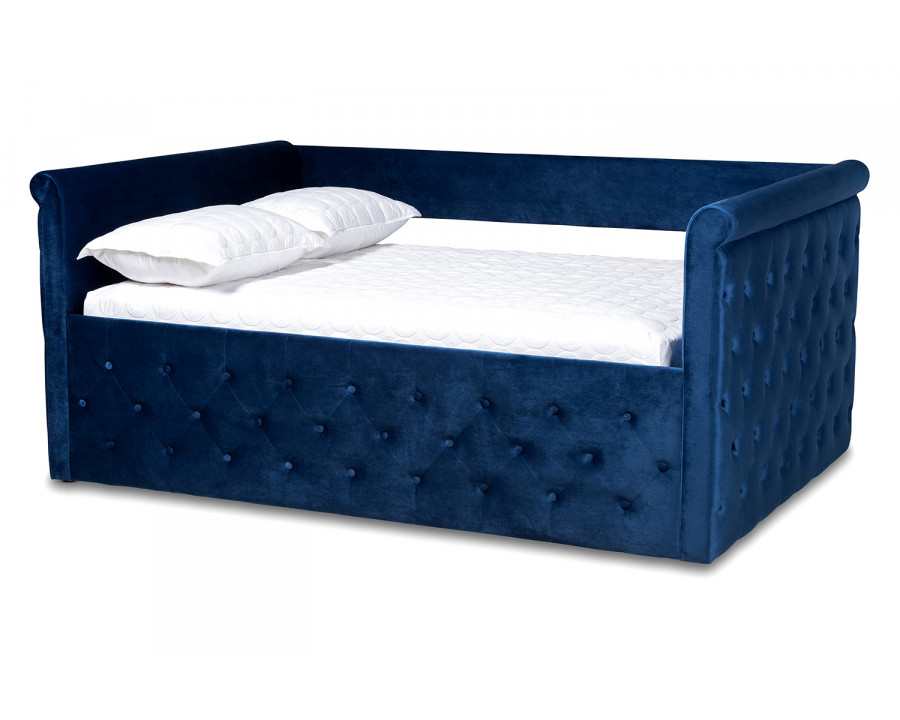 Baxton Amaya Modern Queen Size Daybed - Navy Blue