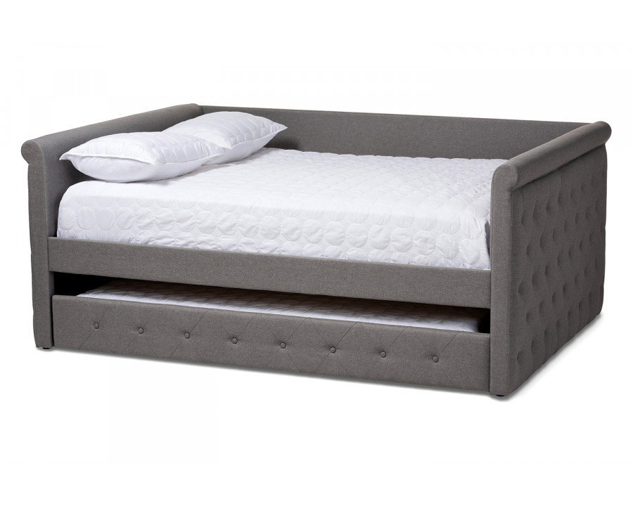 Baxton Alena Modern Full Size Daybed with Trundle - Gray