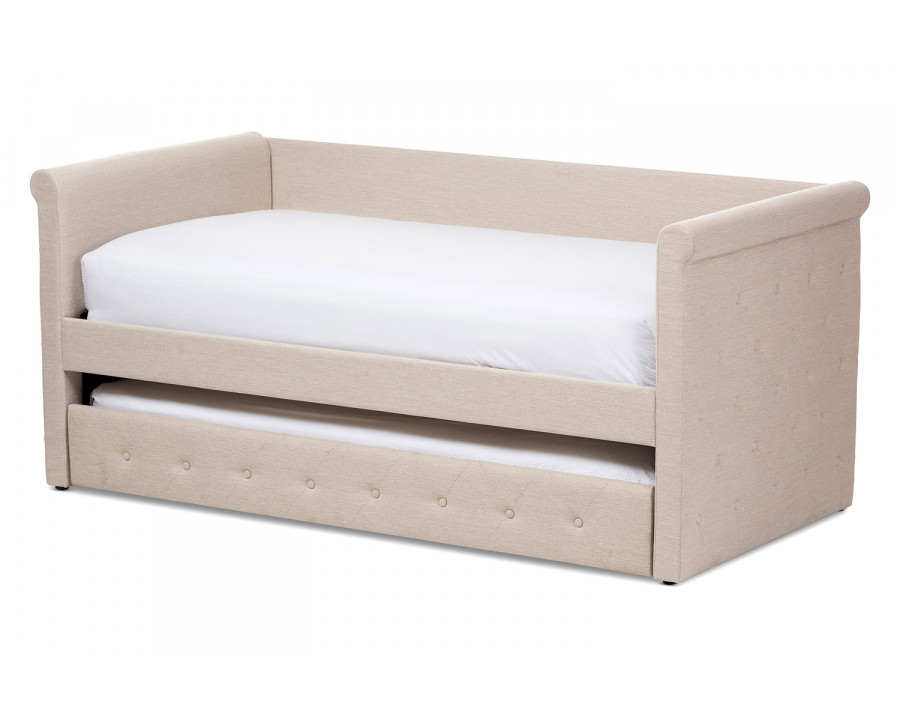 Baxton Alena Modern Daybed with Trundle - Light Beige