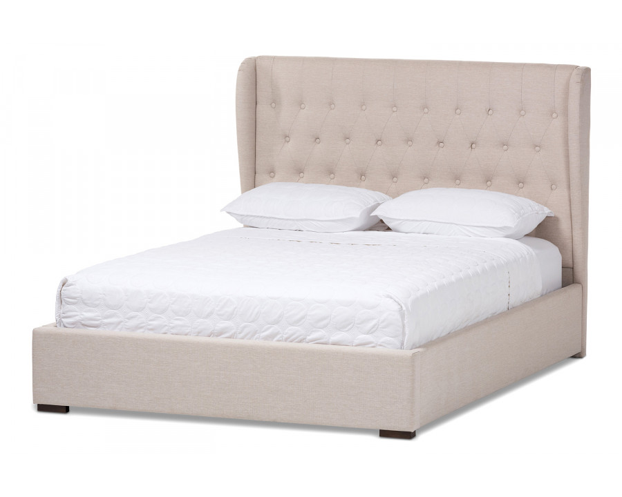 Baxton Penelope Modern Platform Bed - Light Beige