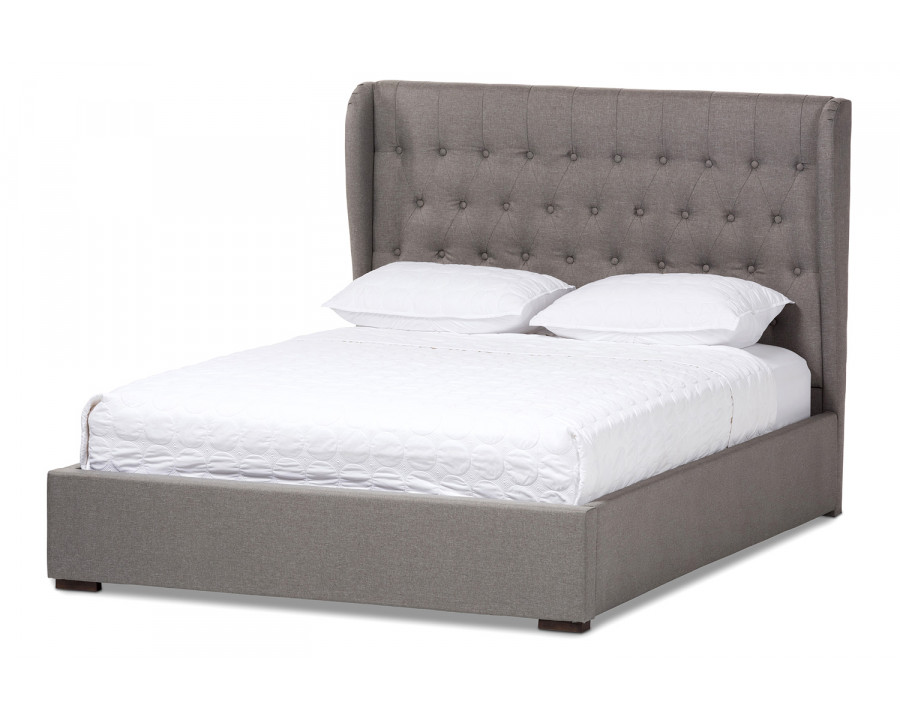 Baxton Penelope Modern Platform Bed - Light Gray