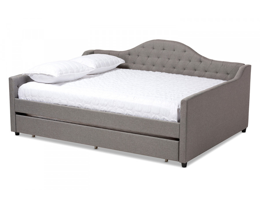 Baxton Eliza Modern Queen Size Daybed with Trundle - Gray