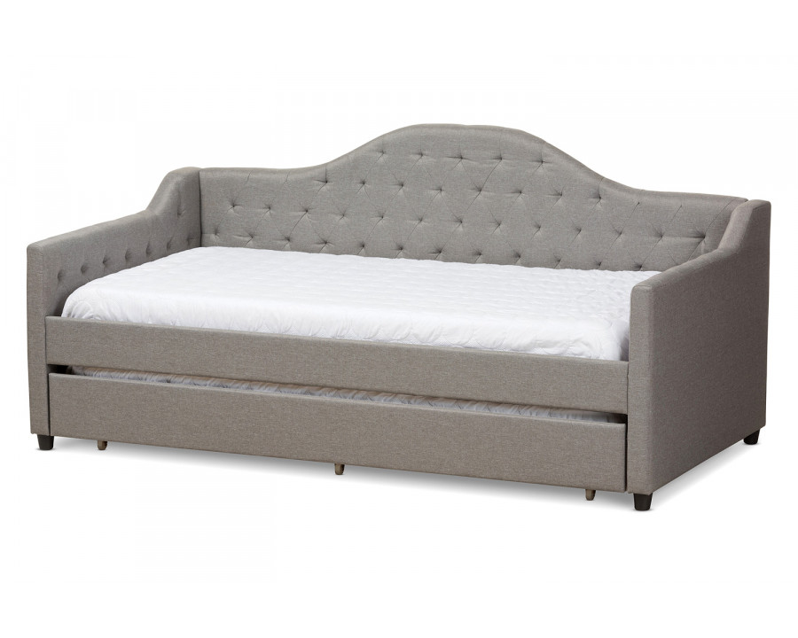 Baxton Perry Modern Daybed with Trundle - Light Gray