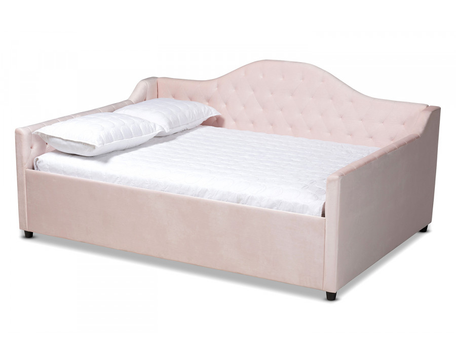 Baxton Perry Modern Queen Size Daybed - Light Pink