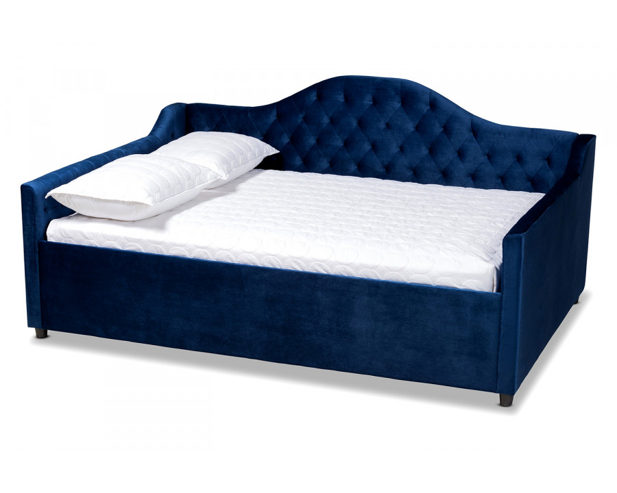 Baxton Perry Modern Queen Size Daybed - Navy Blue