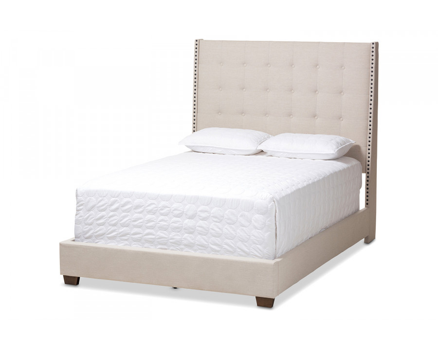 Baxton Georgette Modern King Size Bed - Light Beige