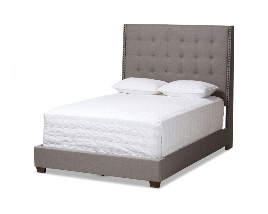 Baxton Georgette Modern King Size Bed - Light Gray