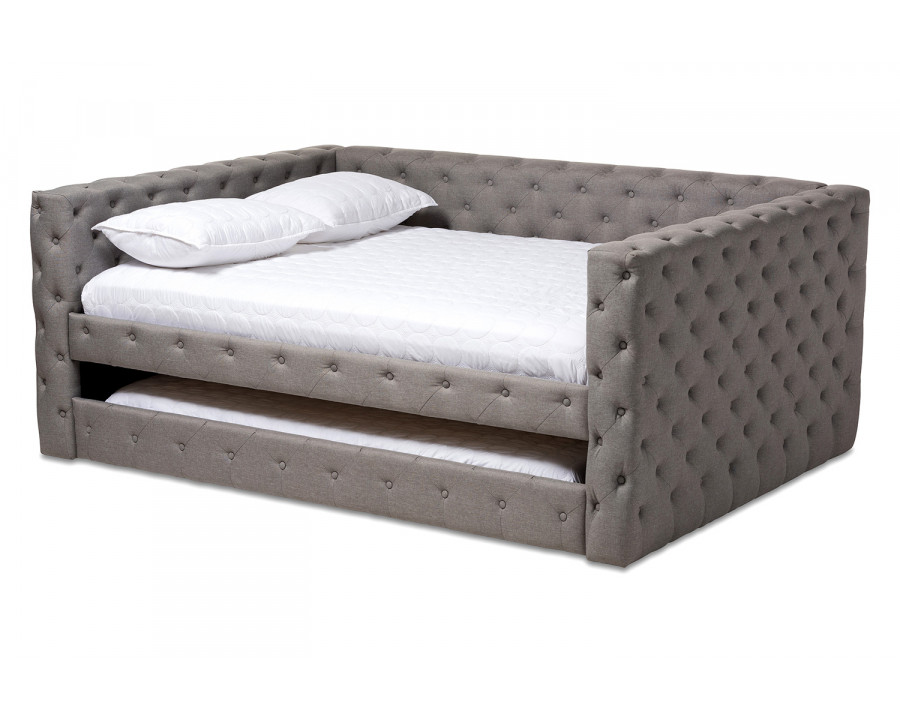 Baxton Anabella Modern Queen Size Daybed with Trundle - Gray