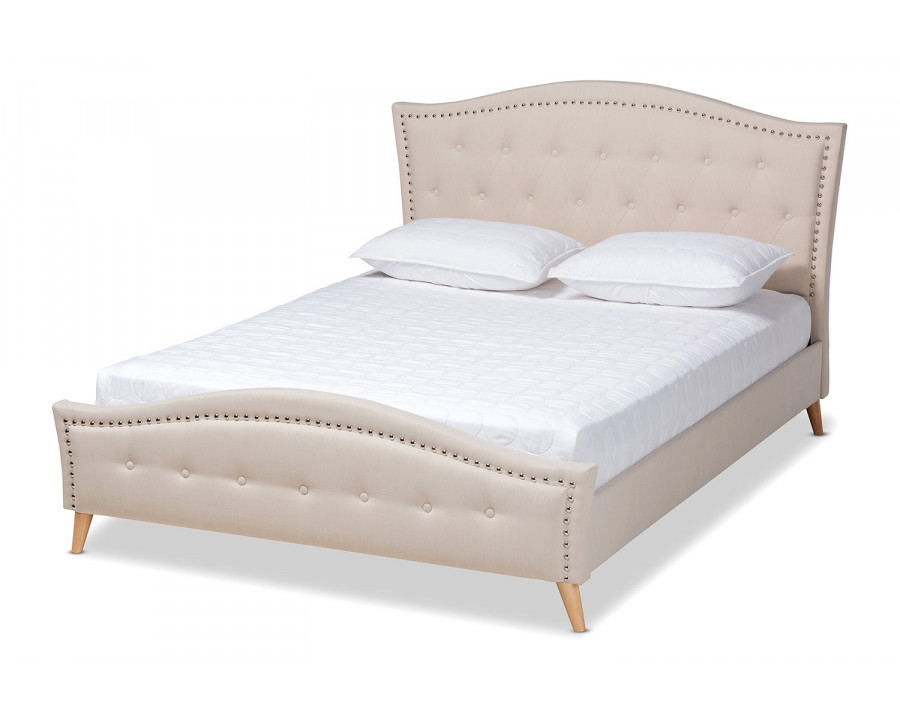 Baxton Felisa Modern King Size Platform Bed - Beige