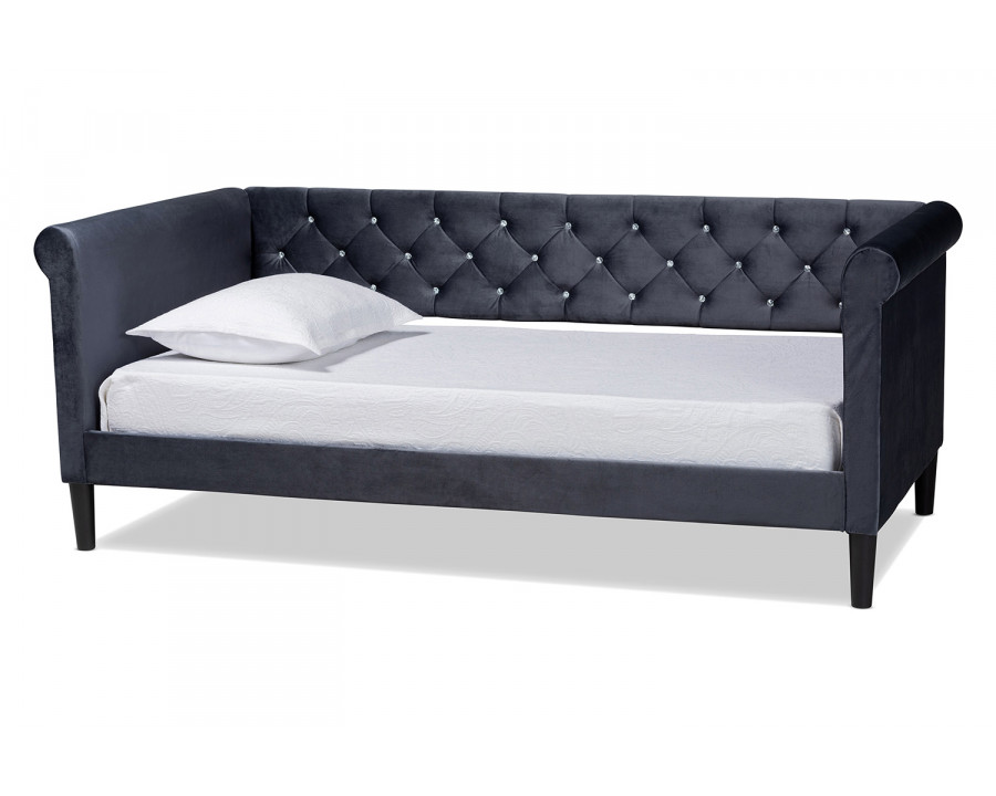 Baxton Cora Modern Twin Size Daybed - Gray Velvet