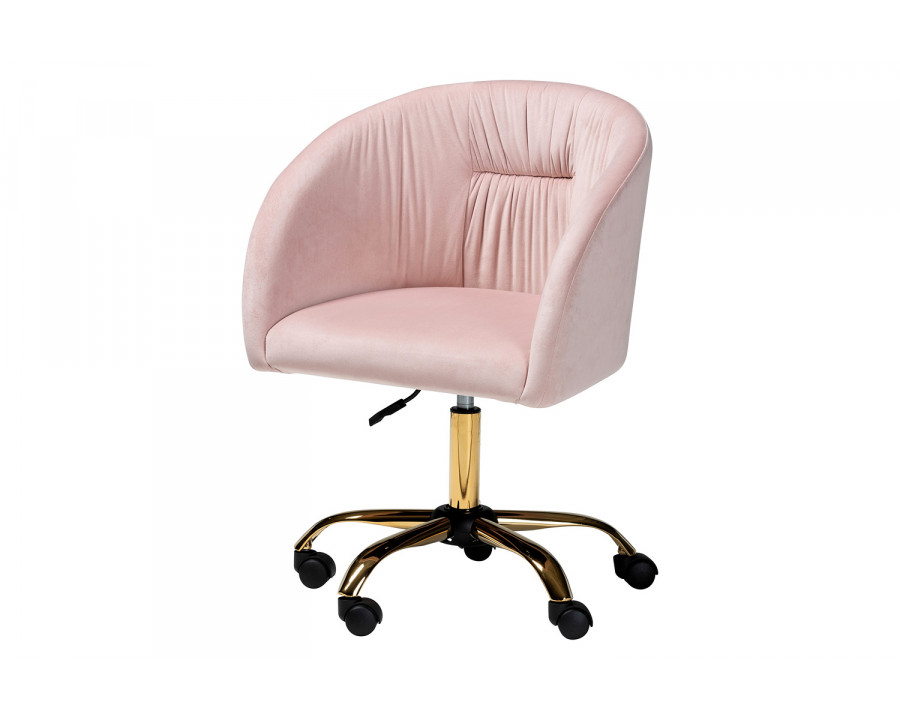 Baxton Ravenna Contemporary Glam Office Chair - Blush Pink Velvet